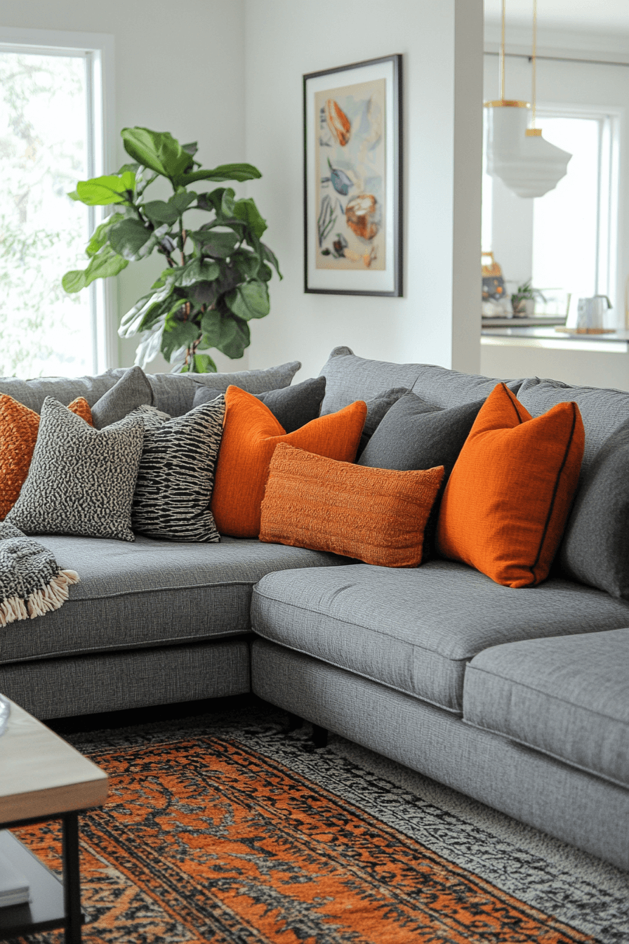 grey sofa decor