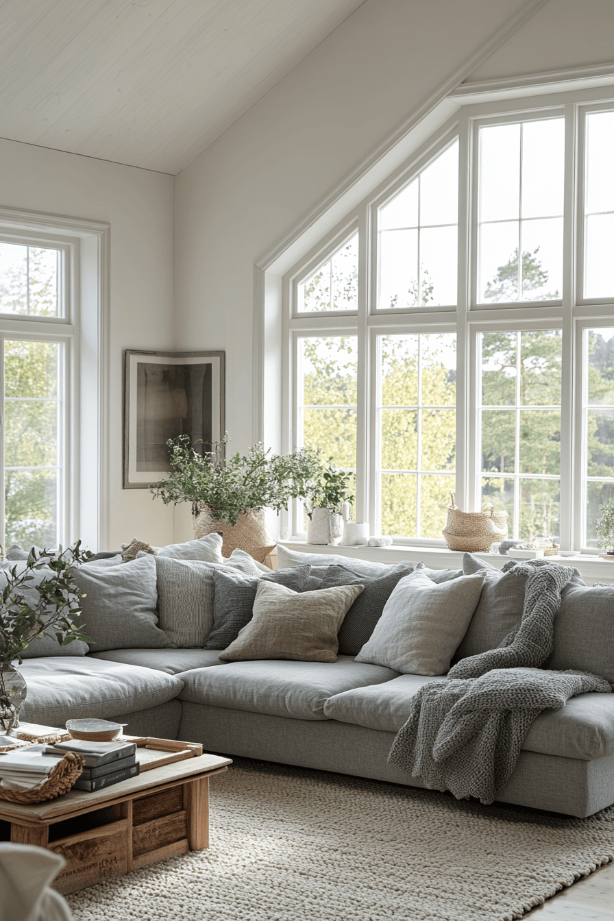 grey sofa decor