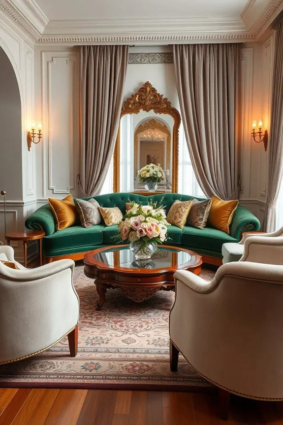 Plush velvet upholstery in living room