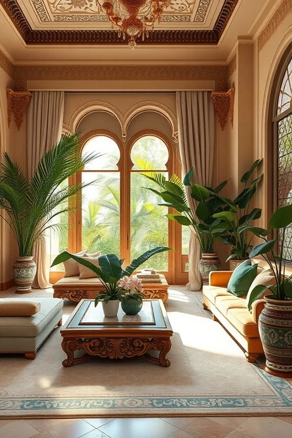 Exotic plants enhancing living room ambiance