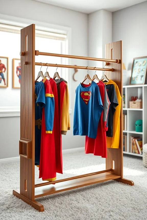 superhero costume organization rack