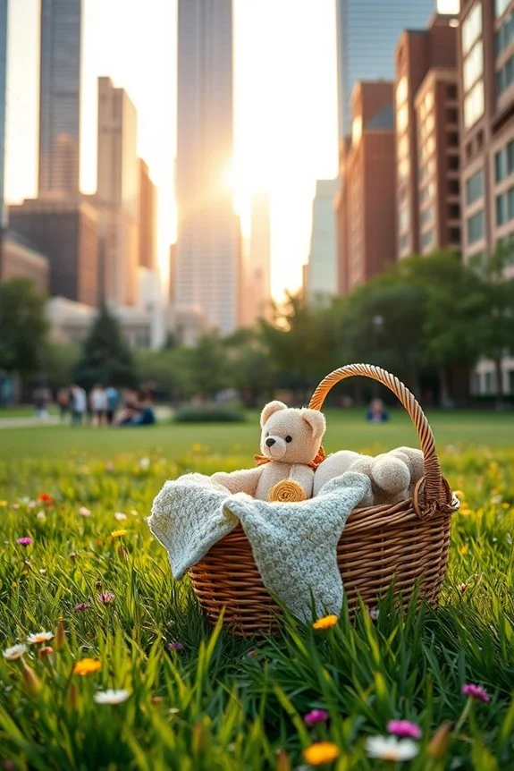 baby photoshoot in cityscape