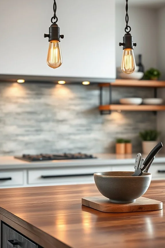 industrial clamp lights enhance kitchens