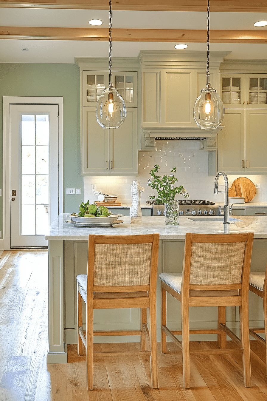 warm sage green kitchen