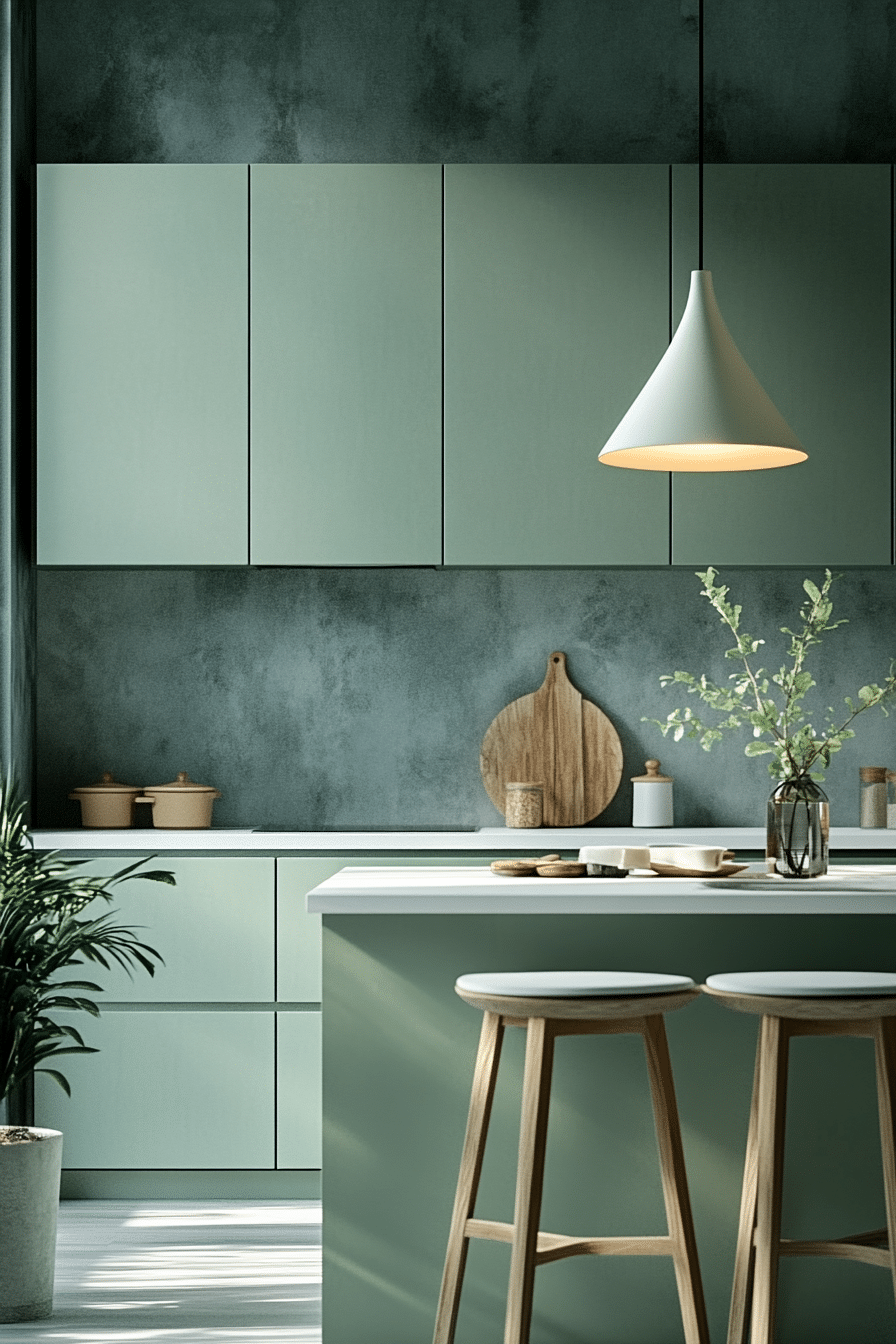 modern sage green kitchen