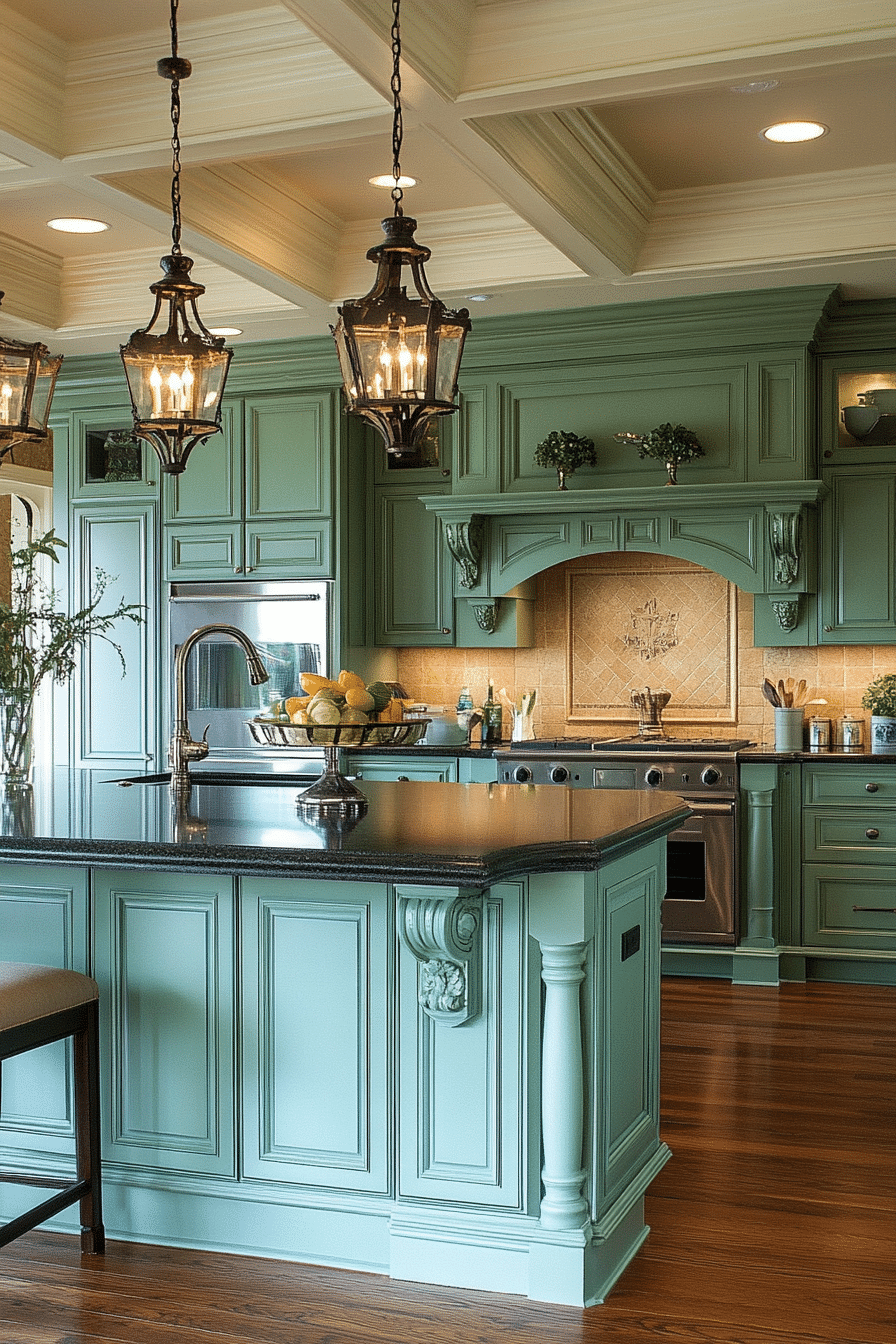 elegant sage green kitchen