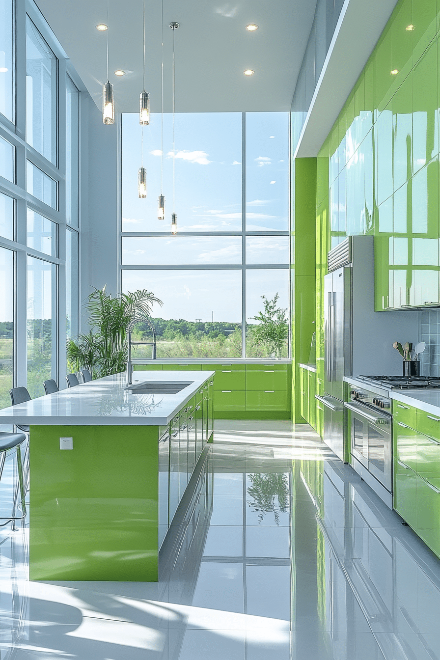 fresh sage green kitchen