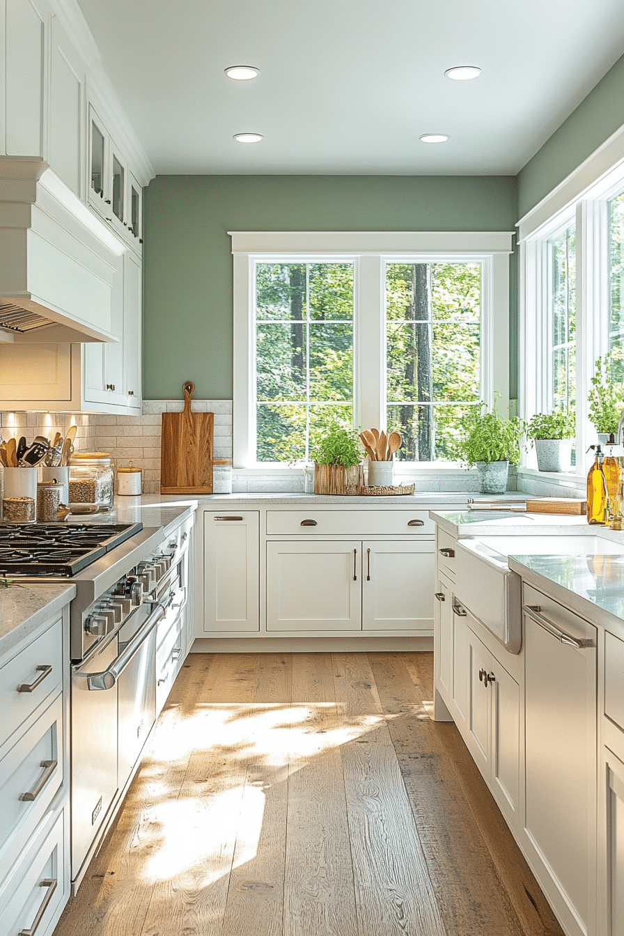 bright sage green kitchen