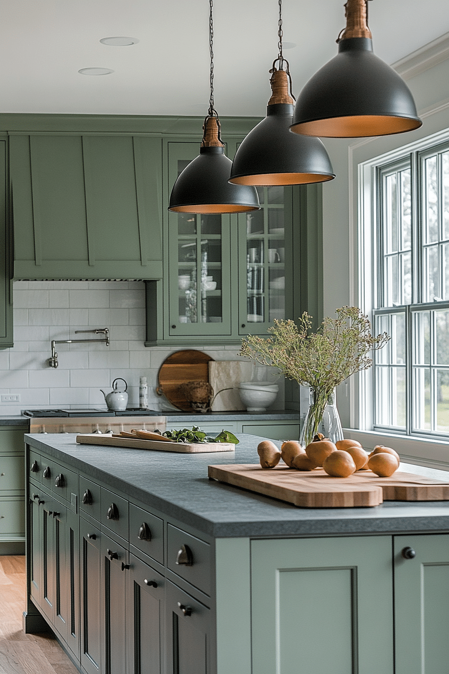 pure sage green kitchen