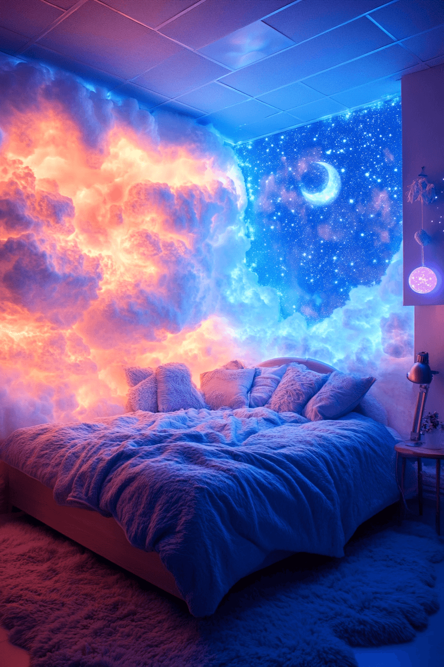 Cloud themed kids bedroom