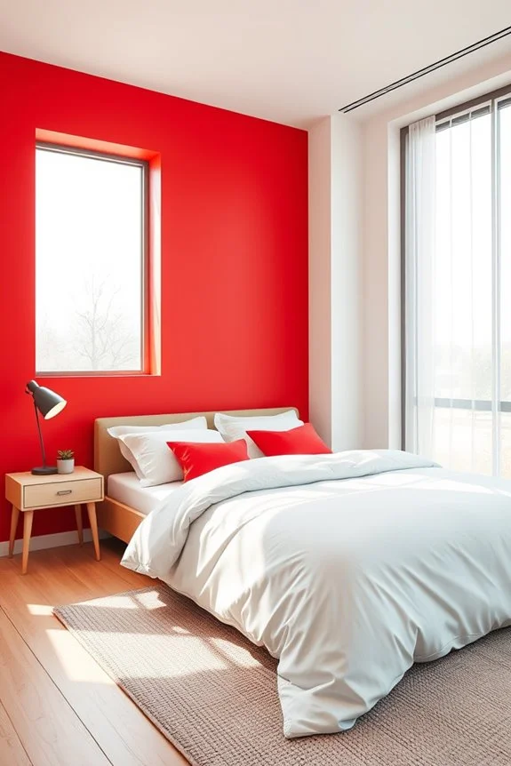 bright red bedroom
