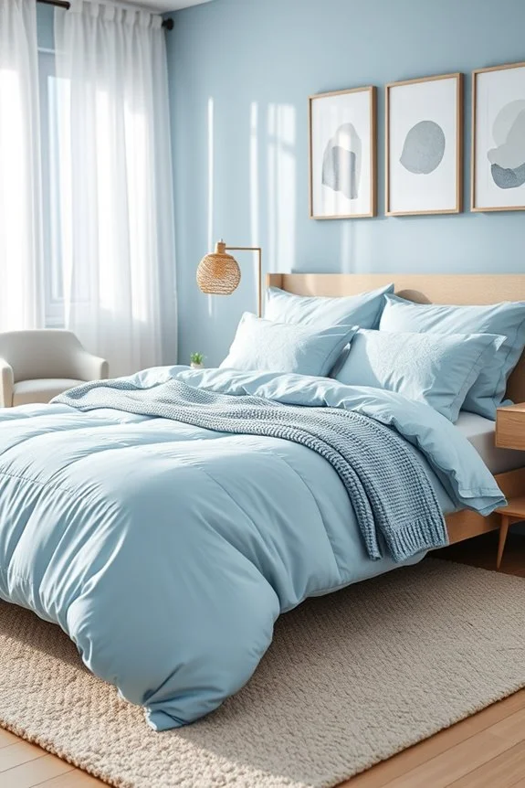 peaceful sky blue bedding