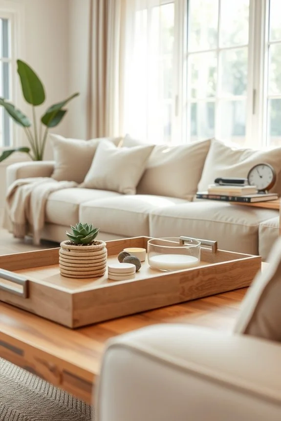 decorative trays in living room