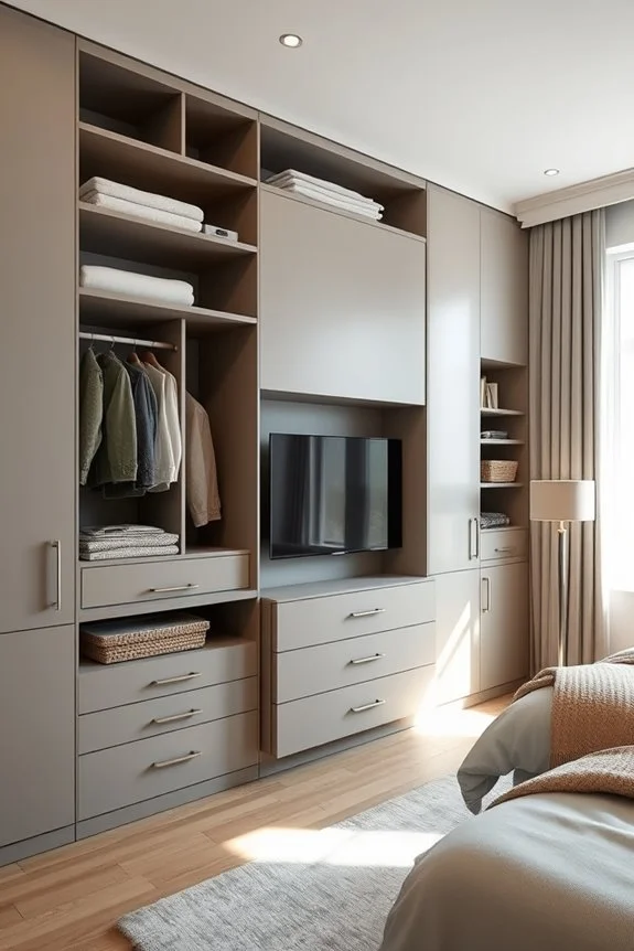 pull-out tv closet wall