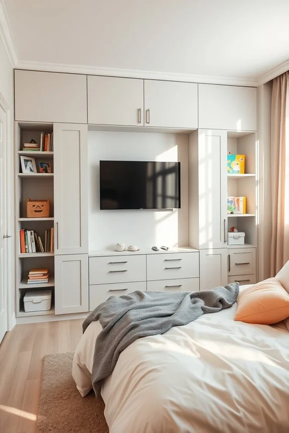 kids built-in closet with tv