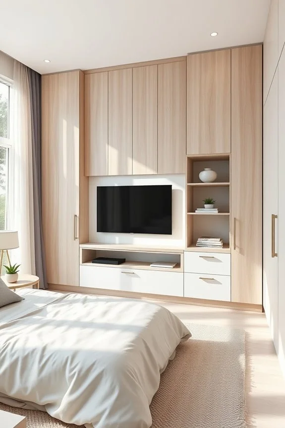 dual-purpose closet wall with tv