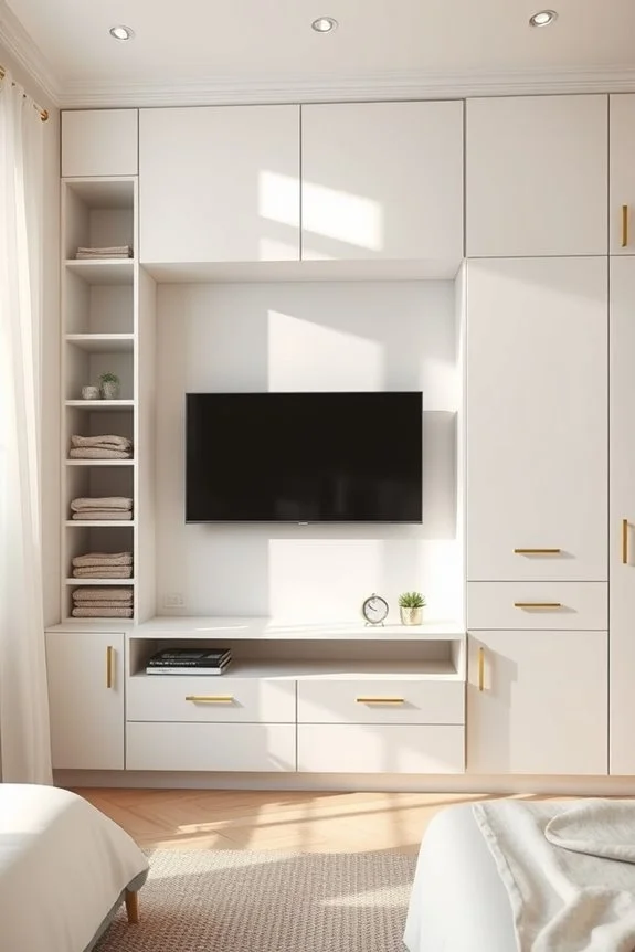multi-functional closet wall with tv