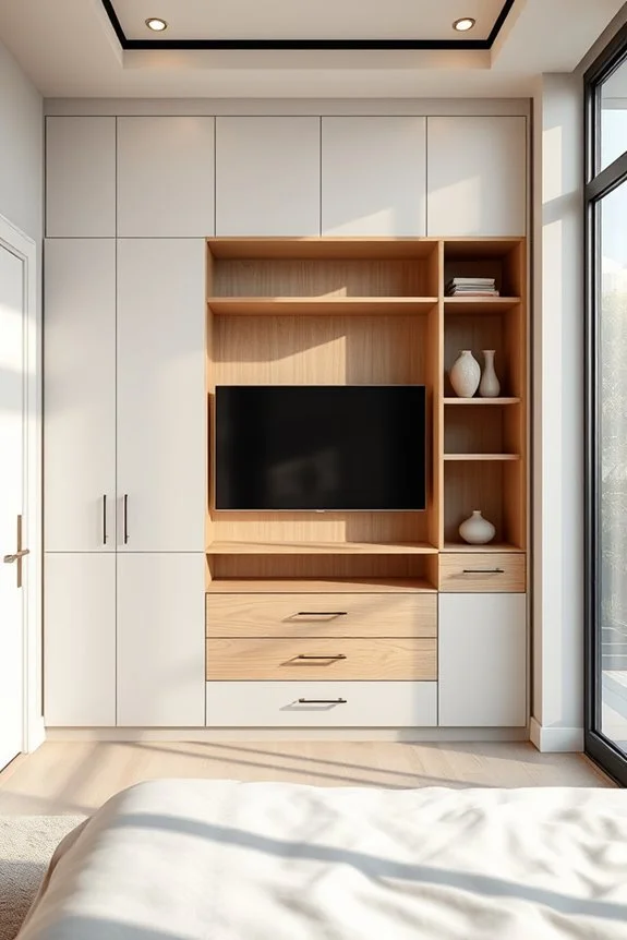 artistic closet wall with tv display