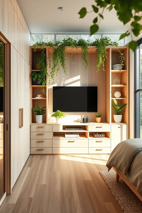 biophilic closet with tv