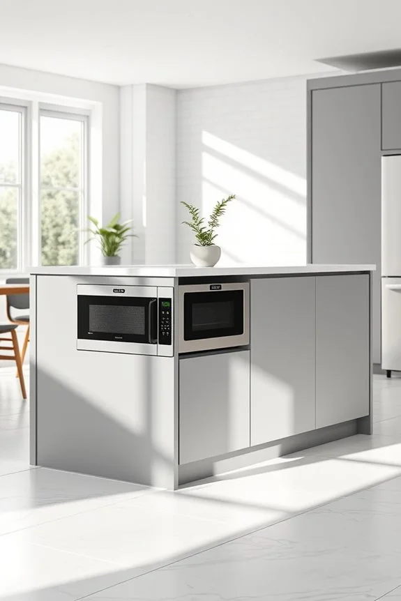 microwave integrated kitchen island design