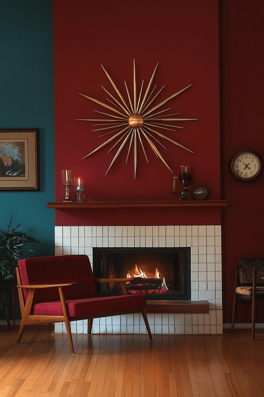 Retro Mid-Century Fireplace