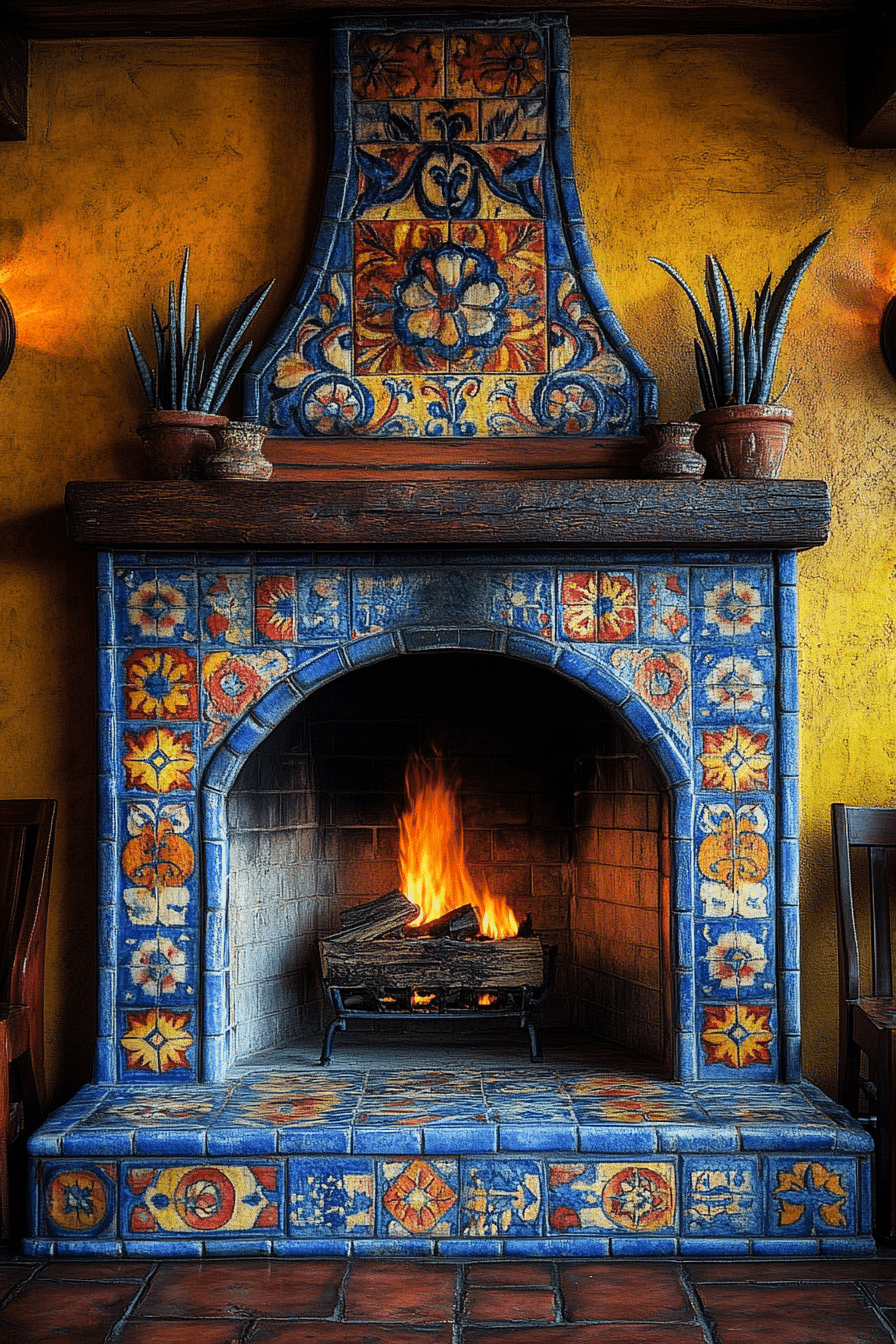 Vibrant Mediterranean Fireplace