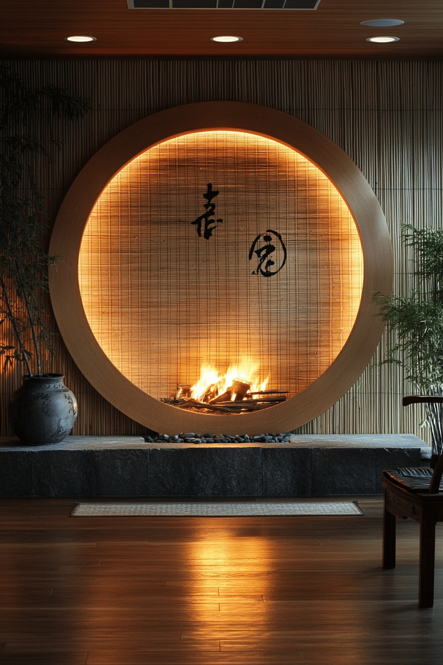Zen Asian Fireplace