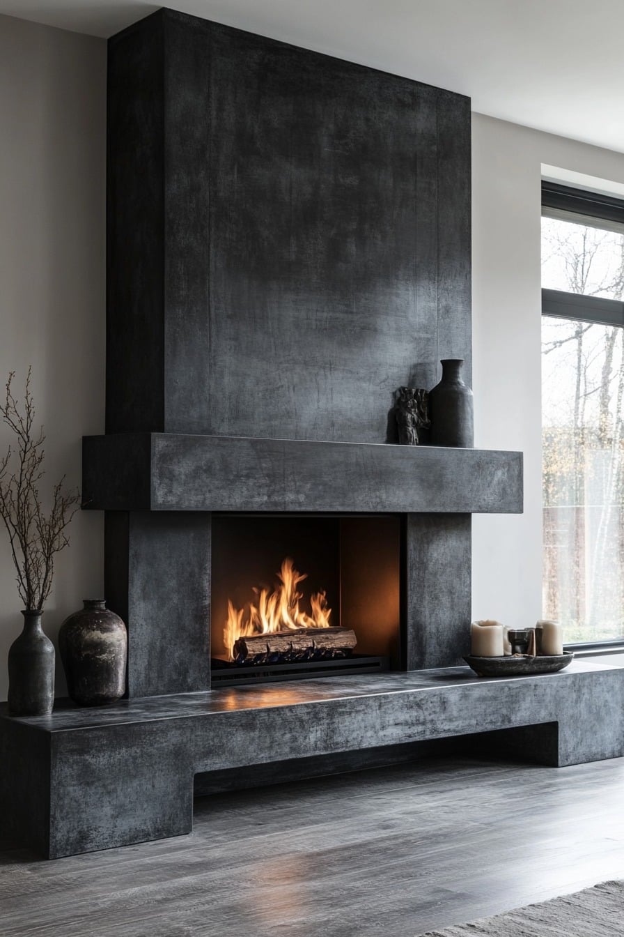 Industrial Concrete Fireplace