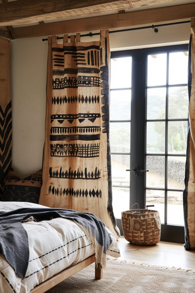 African Mudcloth Curtain Panels