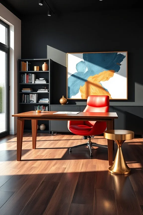 accent furniture in black wall office