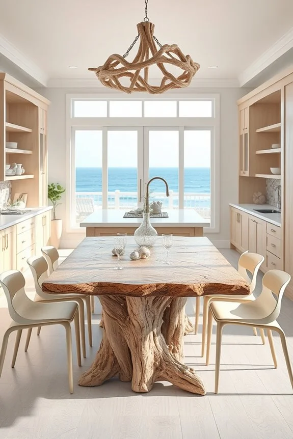 driftwood accents enhance kitchens