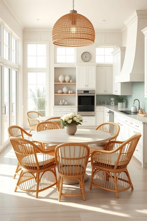 coastal kitchen with rattan
