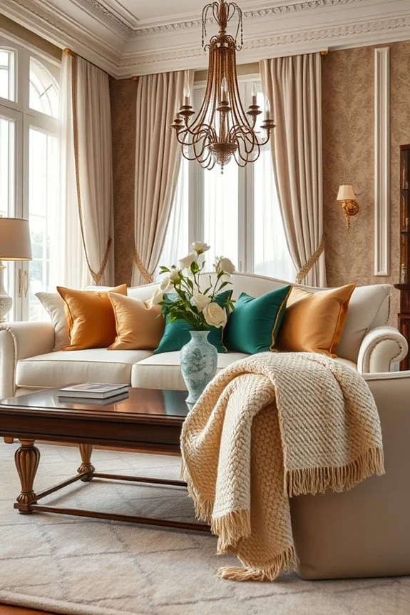 elegant pillows and throws