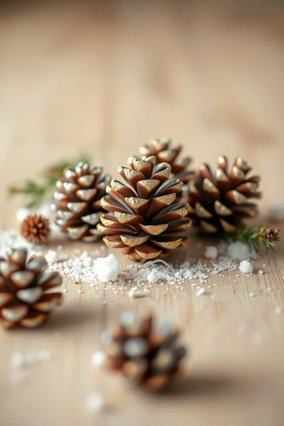 glittered pine cone decorations