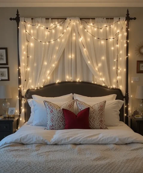 Twinkle Lights Over Bed