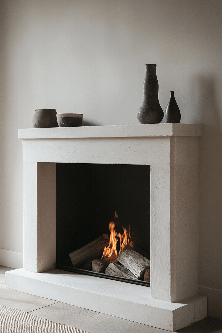 Modern White Fireplace Design