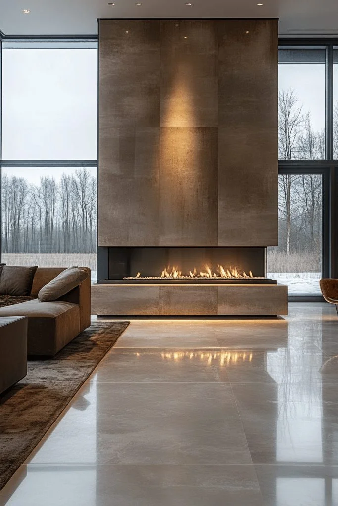 Minimalist Floating Gas Fireplace