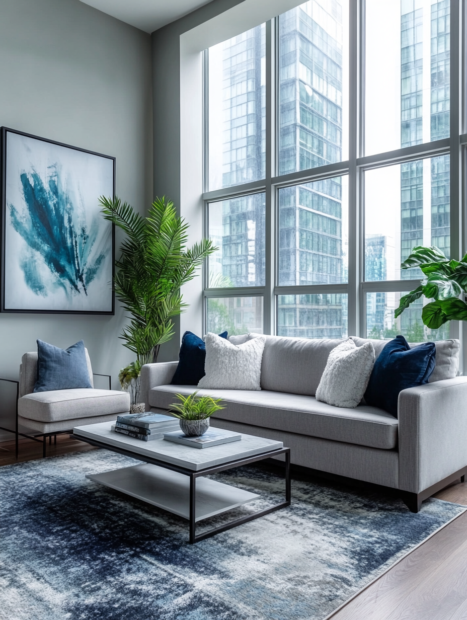 Modern blue and green living room ideas