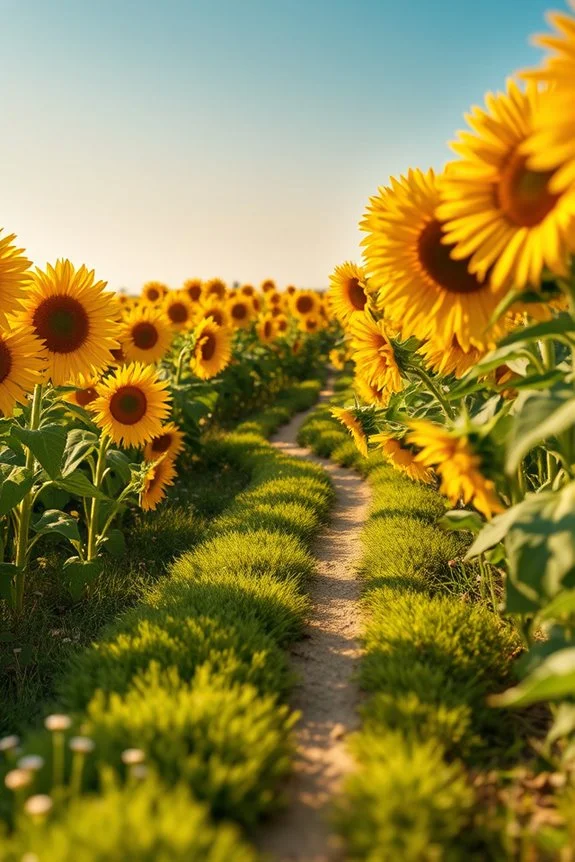 baby photo shoot in sunflower meadow