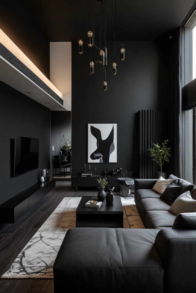 Elegant black small living room