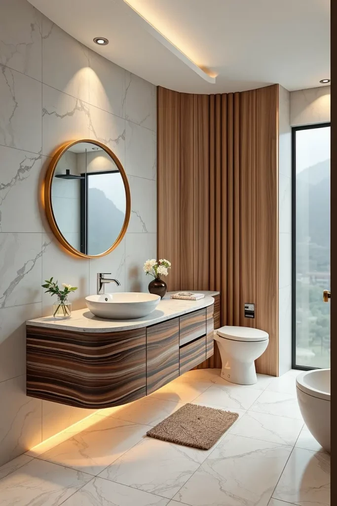 Curved bathroom vanity