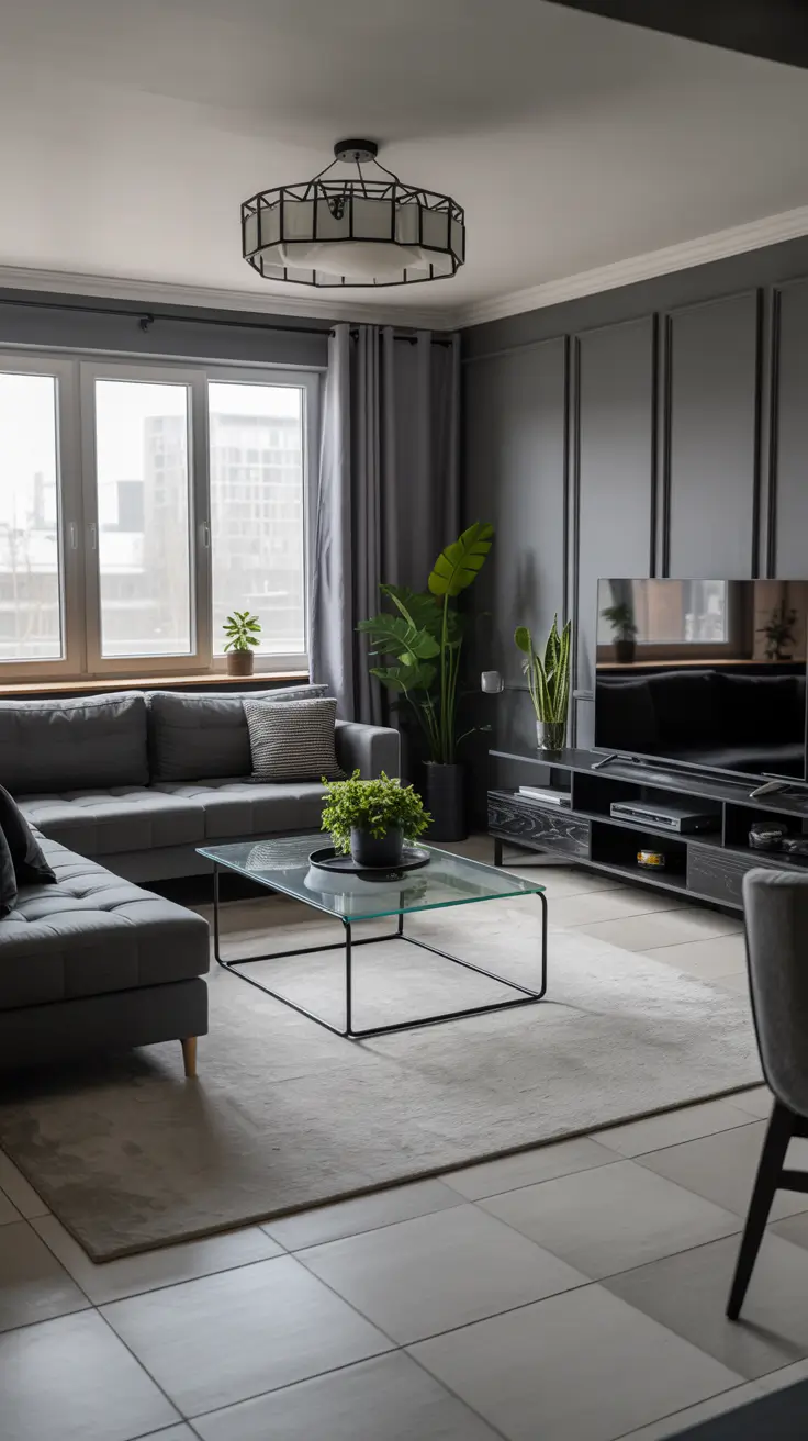 Modern Gray Living Room with Sleek Accents