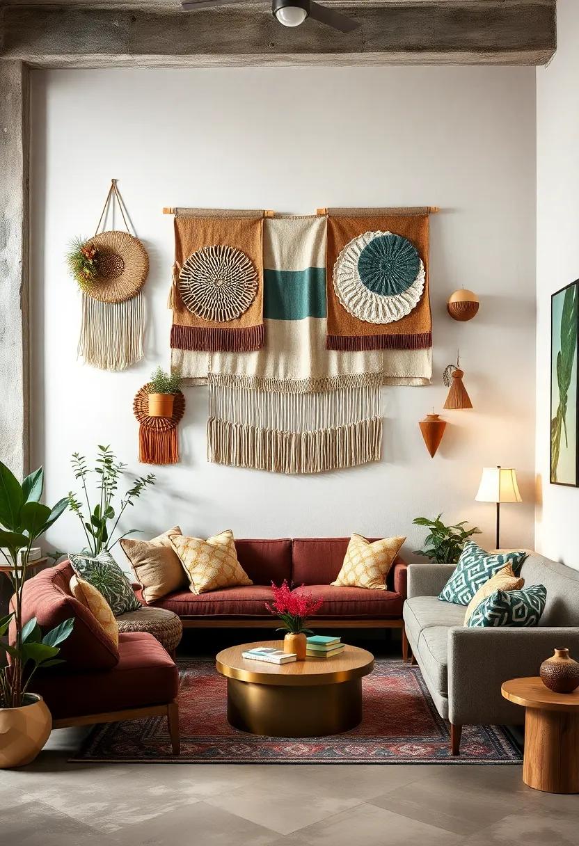 Whimsical Wall Hangings That Combine Natural Elements With Bold Geometric Patterns For Dynamic Spaces