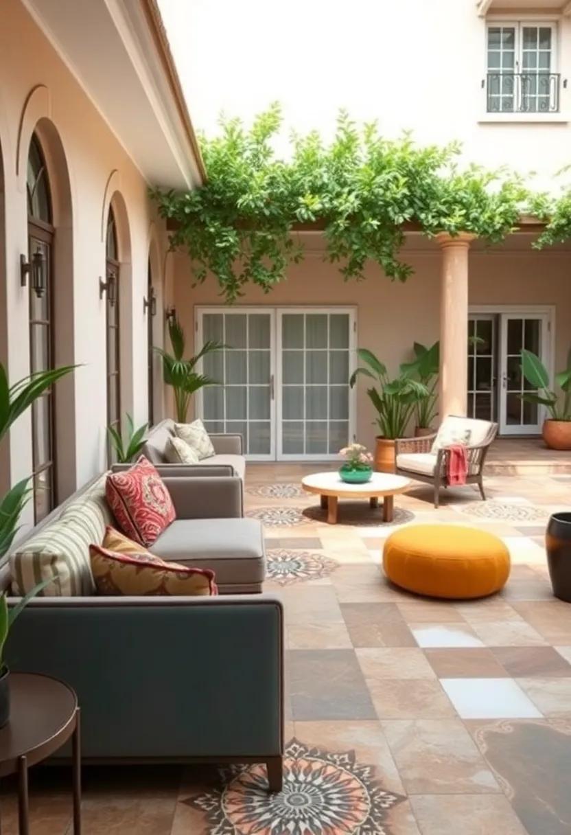 Vintage Mosaic Tile Designs With Intricate Geometric Patterns Elevating A Classic Courtyard