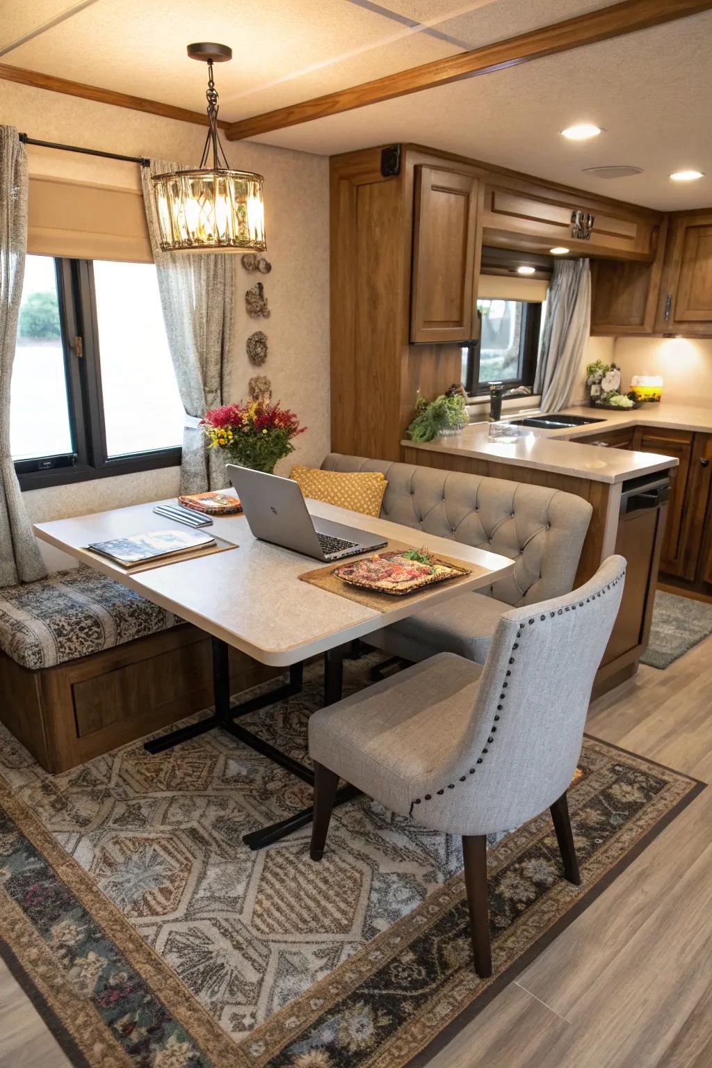 Versatile furniture enhances the functionality of your dining area.