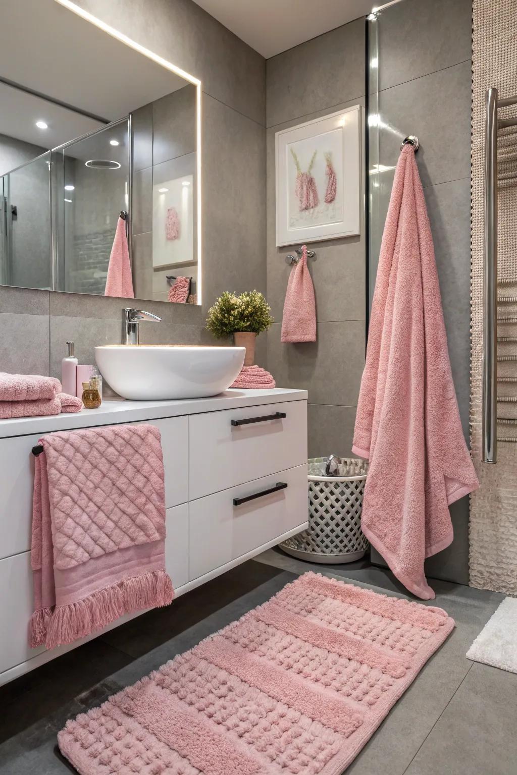Pink bathroom textiles