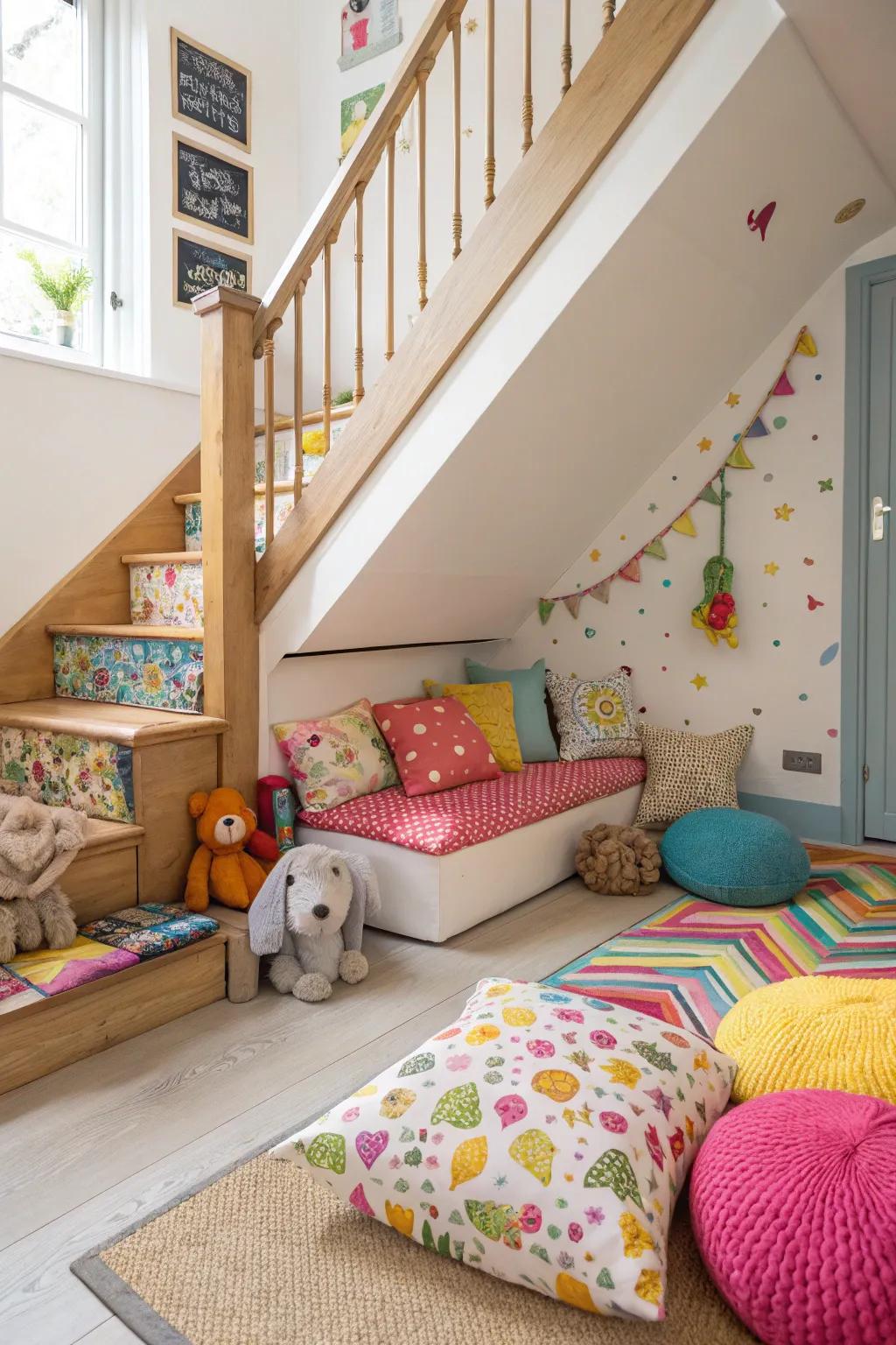 Children's play area under stairs