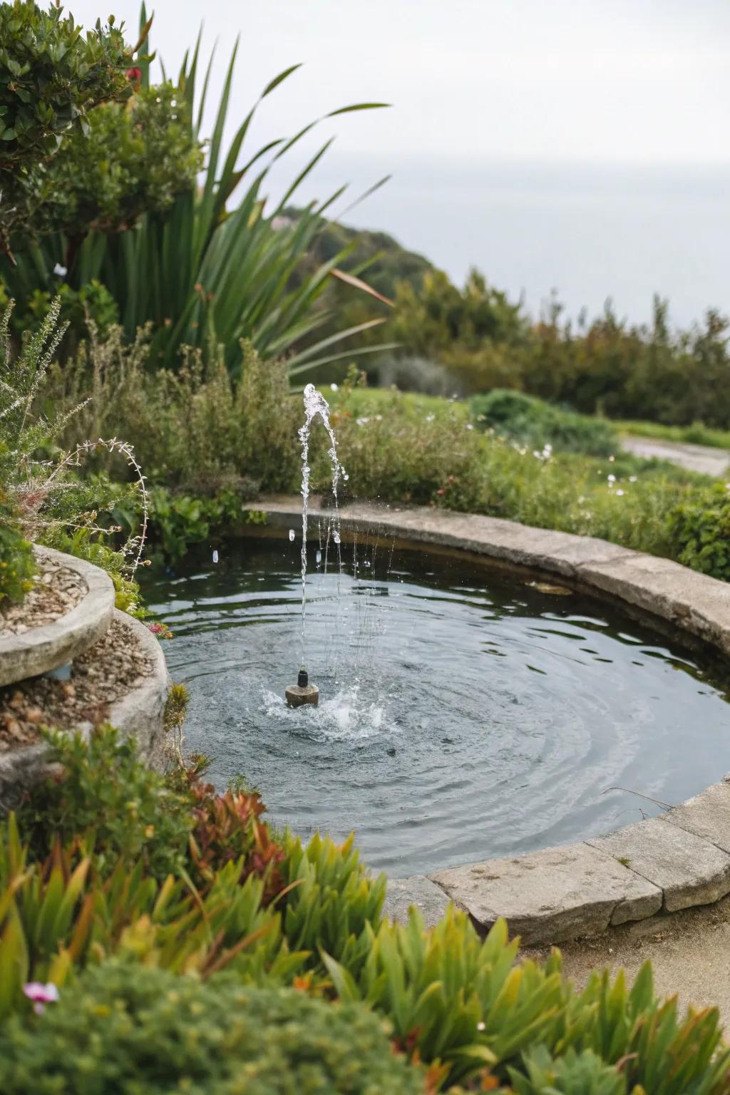 Water features add peaceful sounds reminiscent of the sea.