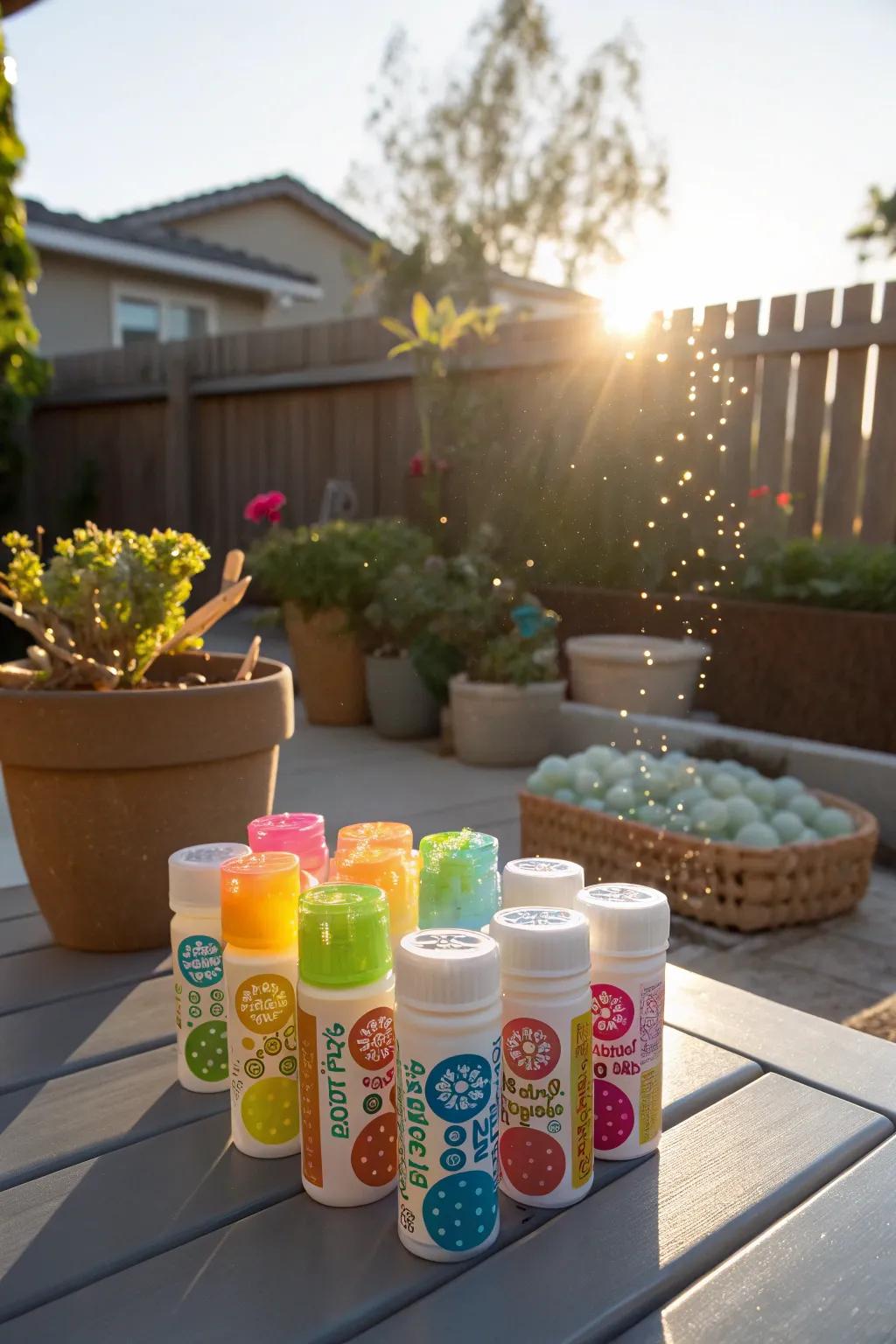 Mini bubble bottles for outdoor Easter fun.
