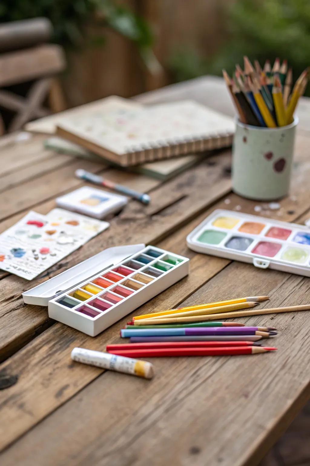 Mini art supplies for creative Easter eggs.